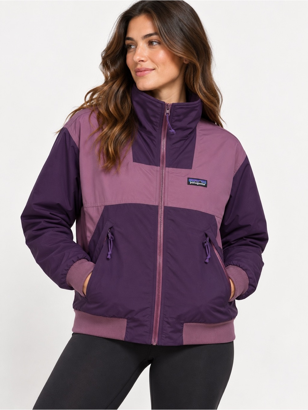 Patagonia Shelled Synchilla Jacket Women’s Small Purple Colorblock Full Zip